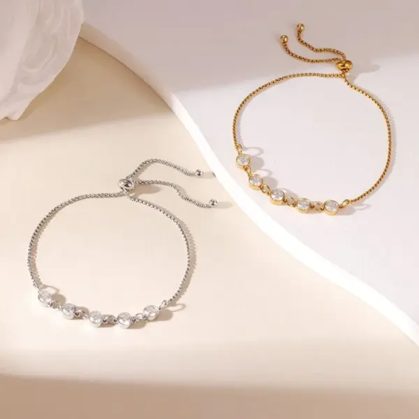 Wholesale Adjustable Drawstring Titanium Steel Bracelet Sparkling Zirconia Diamond Light Luxury Unique Personality New Style Jewelry