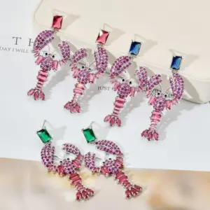 Wholesale 1 Pair Elegant Lobster Plating Inlay Copper Zircon White Gold Plated Drop Earrings