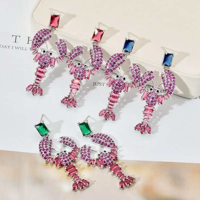 Wholesale 1 Pair Elegant Lobster Plating Inlay Copper Zircon White Gold Plated Drop Earrings