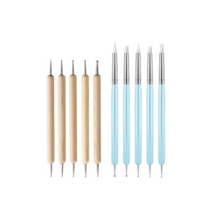 Cross-border hot-selling manicure 10-piece set a (04 style wood dotting pen + 07 style sky blue silicone dotting pen)