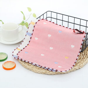 Pink heart / 25*25 square towel