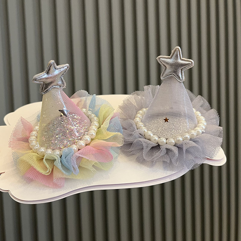 Wholesale Children's Crown Hair Accessories Baby Birthday Pearl Hat Hairpin Girls Korean Princess Top Clip DIY Hairpin Headdress