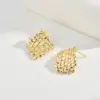Wholesale Three-dimensional Geometric Stud Earrings For Women, Electroplated Copper With 0.01µm Golden Plated Coating