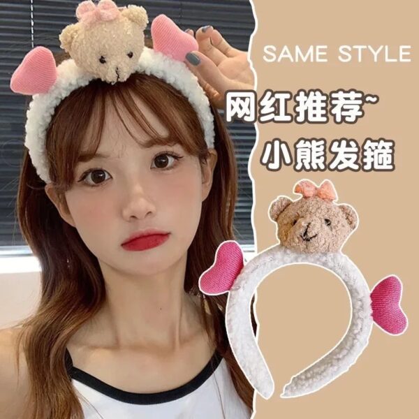 Wholesale Cute Three-Dimensional Love Bear Hair Band Cyber Celebrity Plush Bear Ear Wash Face Hair Band Hair Band Hair Accessories Women