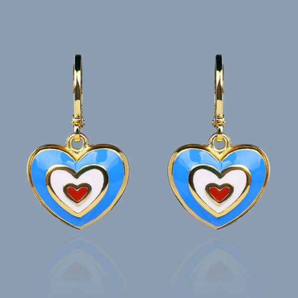 Wholesale   heart-to-heart color heart-shaped earrings Valentine's Day sweet romantic cute enamel earrings