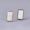 Wholesale 304 Stainless Steel Square PVD Coated Shell 18K Real Gold Plated 18K Gold Simple Style Waterproof Non Tarnish Plating Inlay Gold Drop Earrings