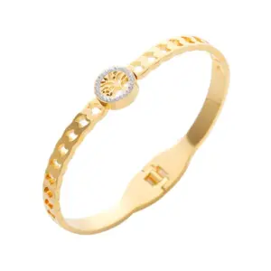 Wholesale Casual Lady Streetwear Tree Stainless Steel Plating Inlay Zircon Bangle