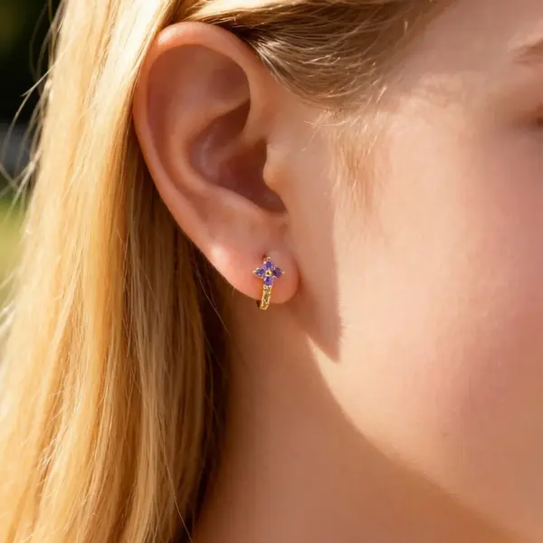 Wholesale Imitation Gold Plated Copper Water Plated Zircon Flower Butterfly Bow Claw Inlaid Hoop Earrings For Women