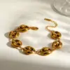 Wholesale Asymmetrical Oval Jewelry Set For Women With 18K Real Gold Plated 304 Stainless Steel And PVD Coated Cuban Link Chain
