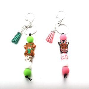 Wholesale 2025 new cross-border silicone bead key chain rabbit cow cartoon bag pendant DIY small accessories accessories