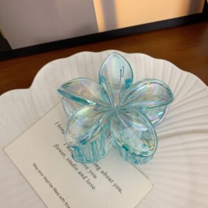 23#Transparent plumeria clip-blue