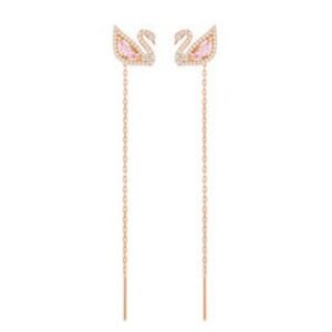 Pink diamond swan ear wire