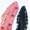 Wholesale Hot New American Flag Independence Day Headband Red White Blue Water Drill Hoop Knot Fabric Wide-brimmed Headband