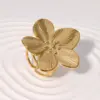 Wholesale 304 Stainless Steel Flower PVD Coated Stone-Free Real Gold Plated Elegant Vintage Style Waterproof Non Tarnish Open Rings