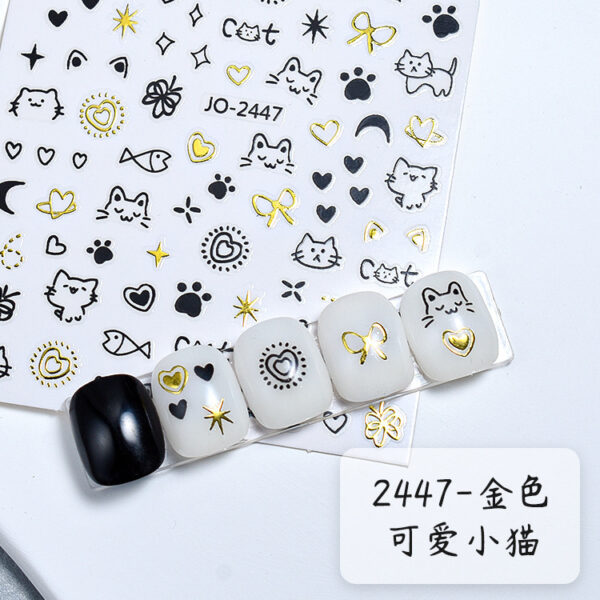 Wholesale Trendy Graffiti Nail Stickers Cartoon Letter Rabbit Decals Hand-Painted Cat and Puppy Nail Stickers Ins Style
