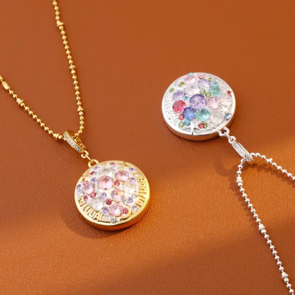 Wholesale Fashionable Luxury Colorful Zircon Universal Buckle Pendant Clay Necklace High-End Sensation Accessory Clavicle Chain Neck Chain