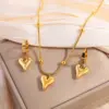 Wholesale Jewelry Retro Simple Style Heart Shape Titanium Steel Earrings Necklace