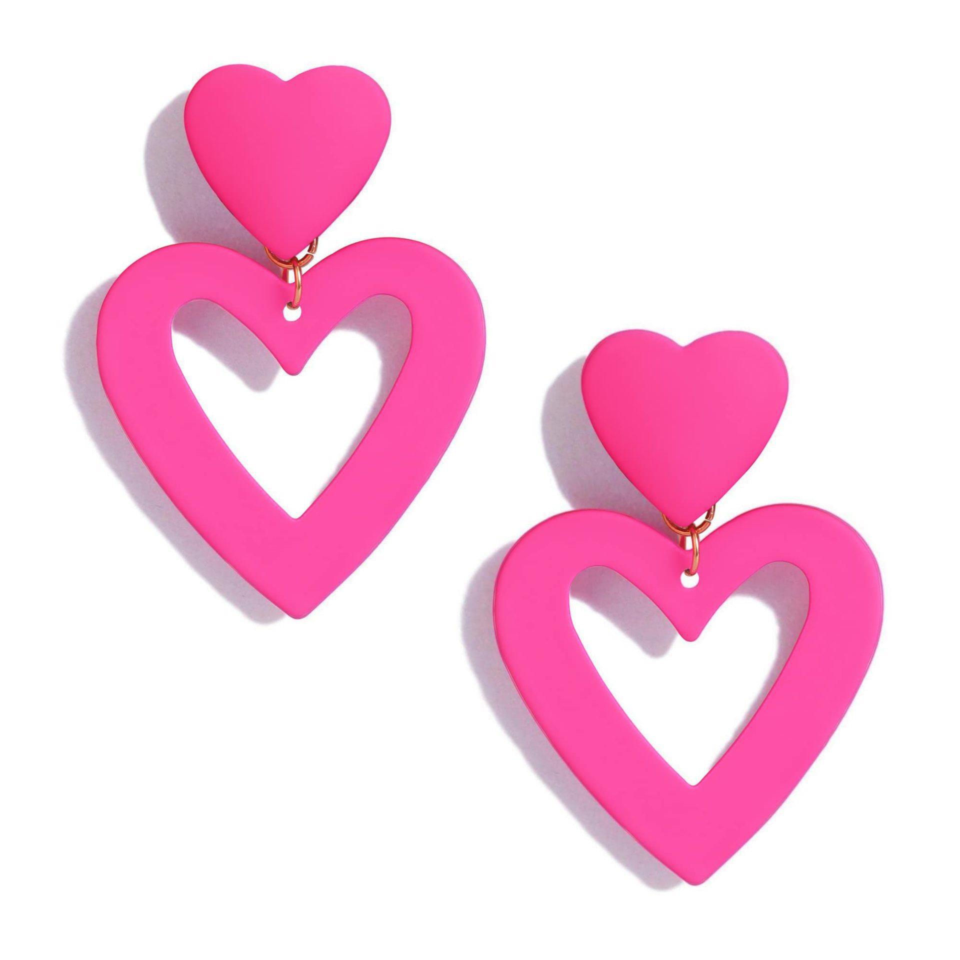 Wholesale New Amazon Double Heart Earrings Pendant Heart Earrings Women Love Heart Pendant Earrings Valentine's Day Gift