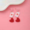 Wholesale Valentine's Day love acrylic sequin earrings peach heart sweet personality high sense earrings women