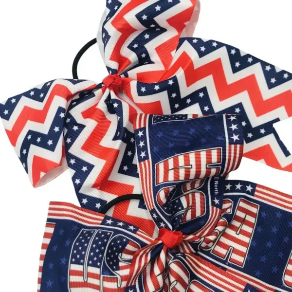 oly-6b9e4f78ed08fa011e8ea23665f9dbe4 Wholesale 8inch American Independence Day Bow Tie Headband Striped Large Bow Headband Polyester Fiber Bubble Headband Customizable Logo