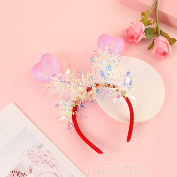 oly-6bb73815adb8064387305606b9531794 Wholesale Valentine's Day Heart Shaped Love Glitter Hair Hoop Red Three-dimensional Love Foam Party Heart Sequin Headband