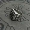 Wholesale Men's Ring Vintage Dog Tag Chain Ring Thai Style Silver Skull Rotatable Hammered Craftsmanship