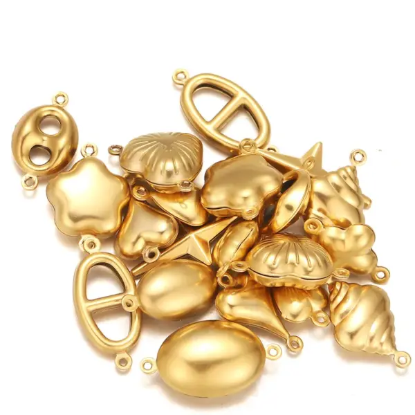 Wholesale Stainless Steel Hollow Double Hole Pendant DIY Jewelry Pendant Beading Material Pentagram Necklace Connector Accessories