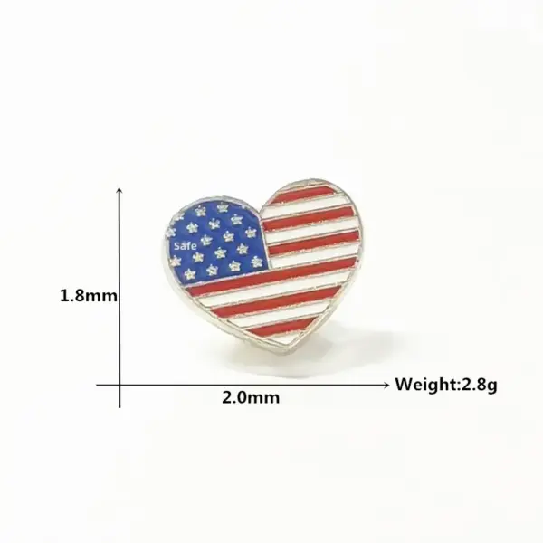 Wholesale Heart Shape Alloy Flag Brooches For Independence Day Festival Accessories