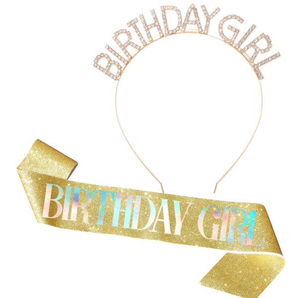 Wholesale BIRTHDAY GIRL BIRTHDAY Hairband Party BIRTHDAY Party Glitter Colorful Shoulder Belt Ceremony Belt Crown