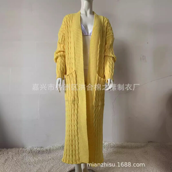 Wholesale Long Knitted Sweater Jacket Cardigan Pocket Long Sweater Thickened Jacket Women’s