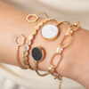Wholesale fashion bracelet creative retro embedded marble geometric thick chain bracelet suit 4-piece set