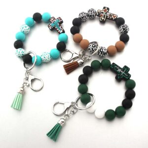 oly-6be7350b43af99608472efdc752429f9 Wholesale Cross Crossing Silicone Bead Bracelet Keychain Bracelet Women's Bracelet Bag Accessories Pendant Wooden Bead Bracelet