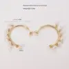 Wholesale 1 Pair Elegant Luxurious Wedding C Shape Plating Inlay Copper Artificial Pearls Zircon 18K Gold Plated Earrings