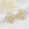 Wholesale Flowers Stud Earrings For Women With 925 Sterling Silver Posts And Copper Base Inlaid With Zirconia In Simple Style
