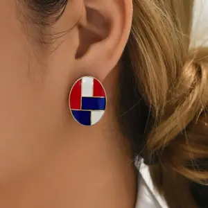 Wholesale American Flag Stud Earrings For Women In Red Enamel Alloy, Perfect For Daily Wear