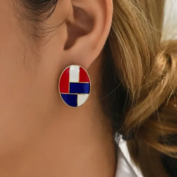 Wholesale American Flag Stud Earrings For Women In Red Enamel Alloy, Perfect For Daily Wear