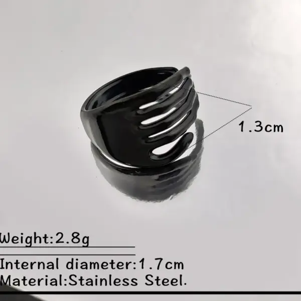 Wholesale Halloween New Style Black Stainless Steel Ring Snake Hand Dark Character Twisted Dark Ring Colorful Festival Suitable Men Women Matching Photography