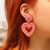 oly-6bf2f8914e8a8377cec4a918b9de0cf4 Wholesale hand-woven beaded love earrings earrings romantic heart-shaped high-quality beaded red earrings
