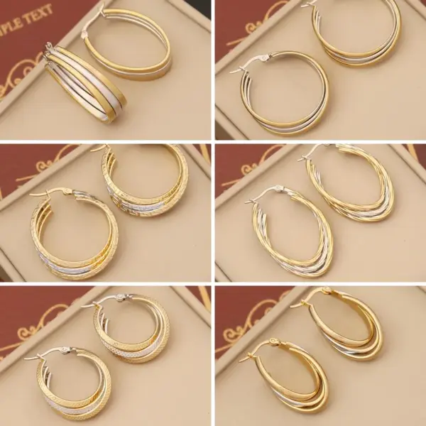Wholesale PVD Coated 18K Gold Real Gold Plated Round Stainless Steel Modern Style Waterproof Non Tarnish Earrings