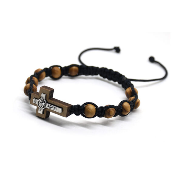 Wholesale Knot Cross Bracelet Alloy Pine Beads Woven Knot Rosary Beads Bracelet Adjustable E-commerce