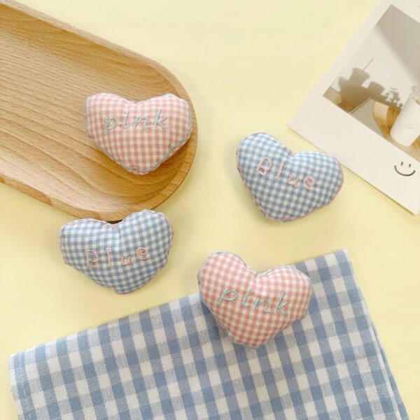 Wholesale Cute cotton three-dimensional plaid love key chain schoolbag pendant girlfriends couple gift accessories bag accessories