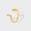 Wholesale Copper Geometric Rack Plated Zircon 18K Gold Plated IG Style Casual Commute Rings