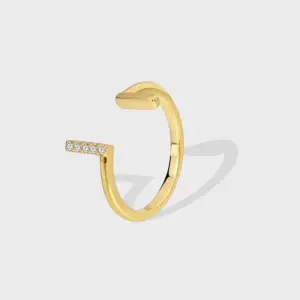 Wholesale Copper Geometric Rack Plated Zircon 18K Gold Plated IG Style Casual Commute Rings
