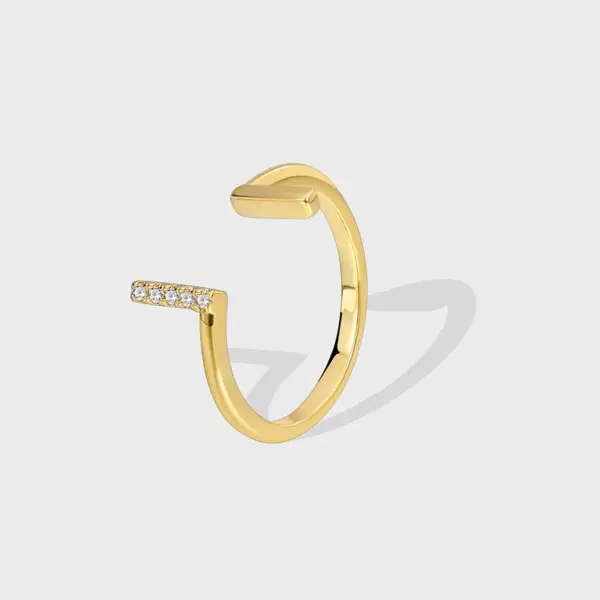 Wholesale Copper Geometric Rack Plated Zircon 18K Gold Plated IG Style Casual Commute Rings
