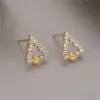 Wholesale Irregular Stud Earrings For Women Featuring Copper Material With Electroplated Gold And Artificial Pearl Inlay