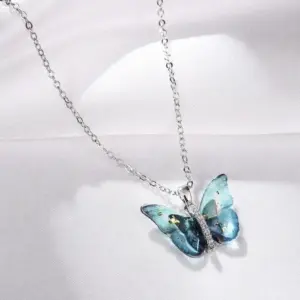 TA207-3# Blue Fantasy Butterfly Necklace