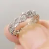 Wholesale Geometric Claw Setting Ring For Women In Copper With White K Water Plating And Zircon Inlay