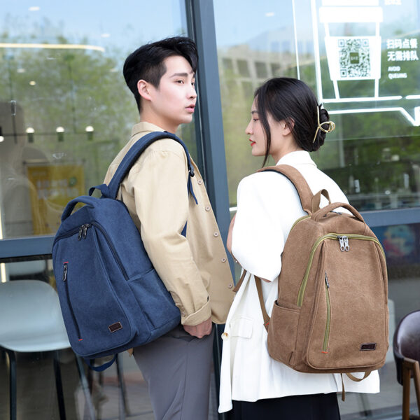 Wholesale Backpack Women's Bag Simple Casual Male Student School Bag Canvas Bag Large Capacity Ins Style Computer Bag Backpack