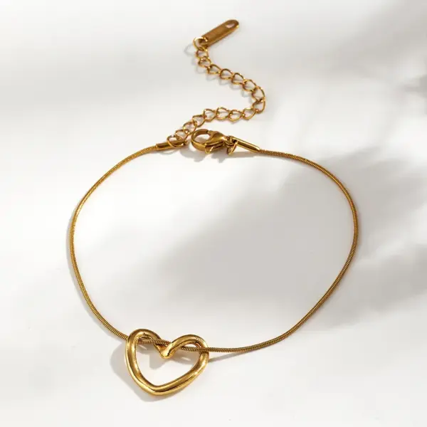 Wholesale Trendy Fashion Style 304 Stainless Steel Heart Earrings Ring Bracelet Necklace Jewelry Set Water Plating - Nihaojewelry