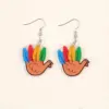 Wholesale Thanksgiving Turkey Feather Acrylic Earrings Women's Fashion Colorful Animal Ear Jewelry Handmade Craft Holiday Style